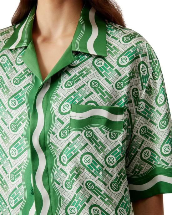 25FW 카사블랑카 반팔 셔츠 SH00310 GRENPNGPNG - CASABLANCA