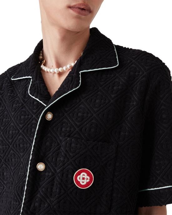 25FW 카사블랑카 반팔 셔츠 SH08502 BLACK - CASABLANCA