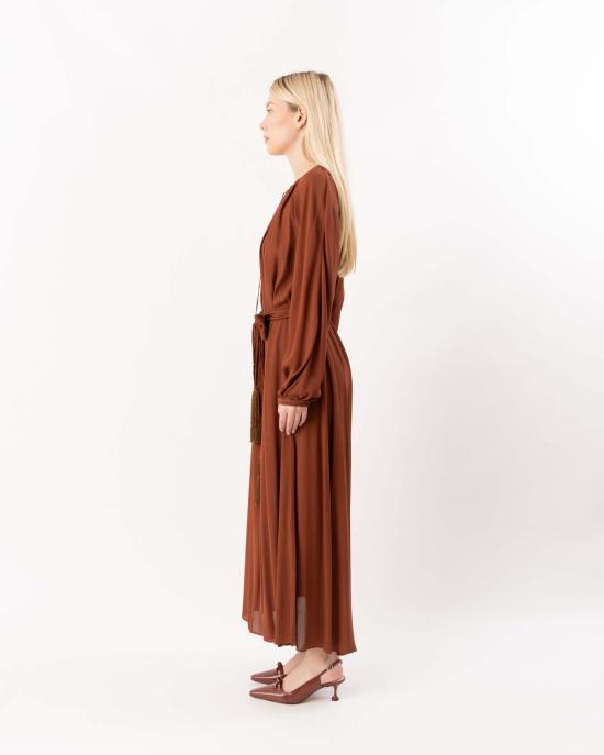  포르테포르테 롱 원피스 Forte Forte 비스코스 크레이프 드 신 새시 드레스 카메오 - FORTE FORTE