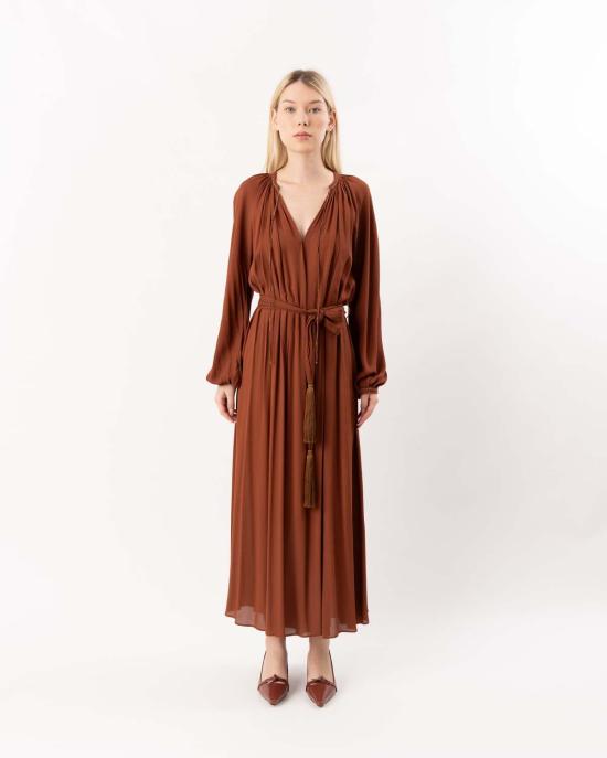  포르테포르테 롱 원피스 Forte Forte 비스코스 크레이프 드 신 새시 드레스 카메오 - FORTE FORTE