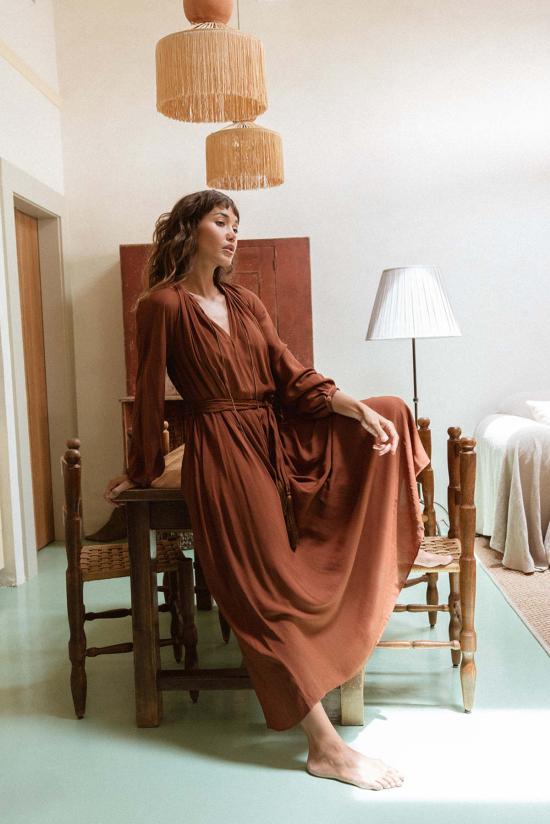  포르테포르테 롱 원피스 Forte Forte 비스코스 크레이프 드 신 새시 드레스 카메오 - FORTE FORTE