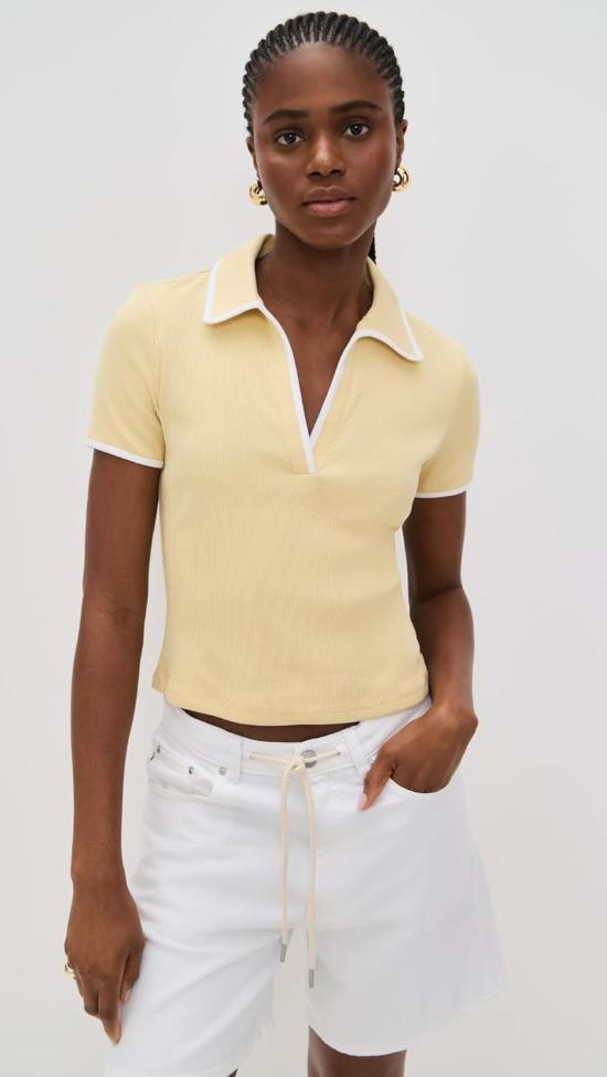  베로니카비어드 반팔 티셔츠 베로니카 비어드 카모마일 파이핑 디테일이 있는 키어니 티셔츠 - VERONICA BEARD