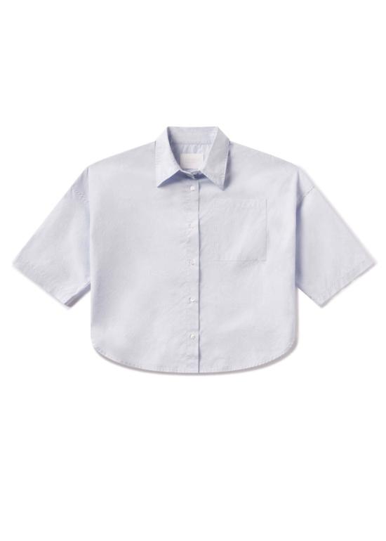  시티즌 오브 휴머니티 블라우스 시티즌스 오브 휴머니티 프랜시스 크롭 케이프 버튼업 셔츠 베이비 블루 - CITIZEN OF HUMANITY