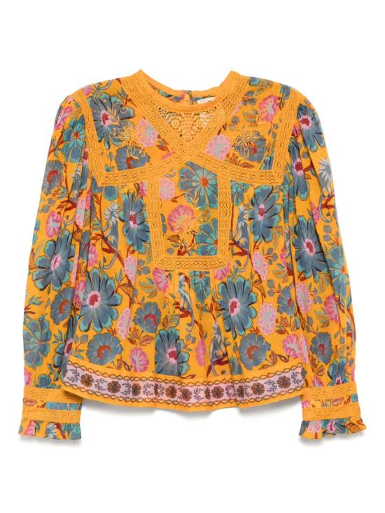  팜 리오 블라우스 반팔 칼라  마이카 옐로우