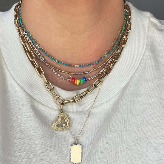  Adina Reyter 반지 Groovy 대형 다이아몬드 하트 매력 목걸이 14K 옐로우 골드 - OTHER BRANDS