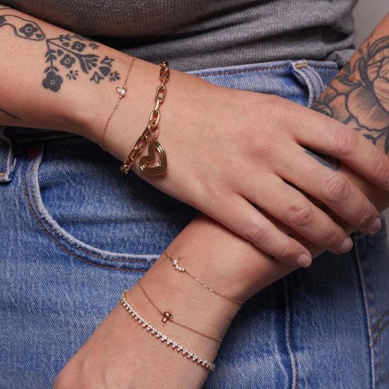  아디나 레이터 반지 Adina Reyter Groovy 대형 다이아몬드 하트 매력 목걸이 14K 옐로우 골드 - ADINA REYTER