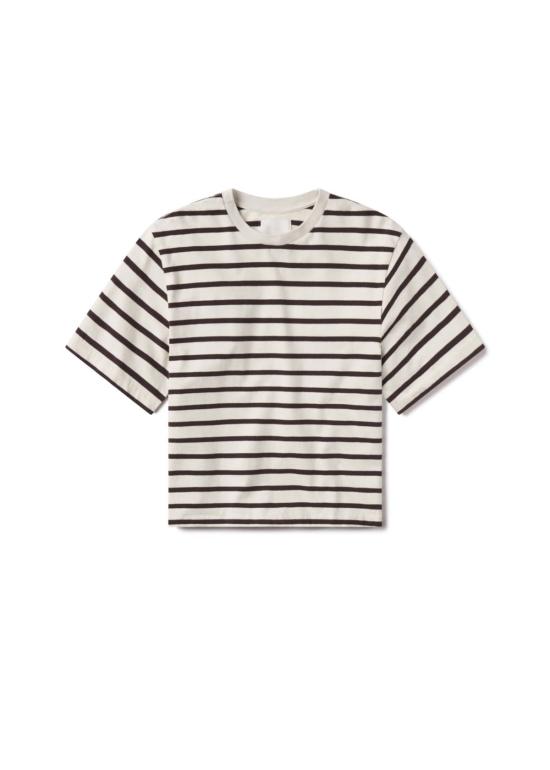  시티즌 오브 휴머니티 반팔 티셔츠 시티즌스 오브 휴머니티 골디 티셔츠 초콜릿 스트라이프 - CITIZEN OF HUMANITY