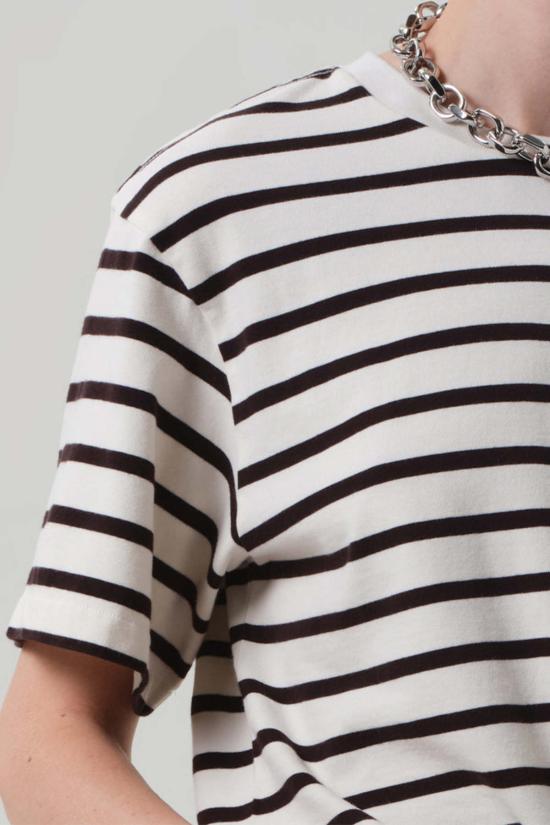  시티즌 오브 휴머니티 반팔 티셔츠 시티즌스 오브 휴머니티 골디 티셔츠 초콜릿 스트라이프 - CITIZEN OF HUMANITY