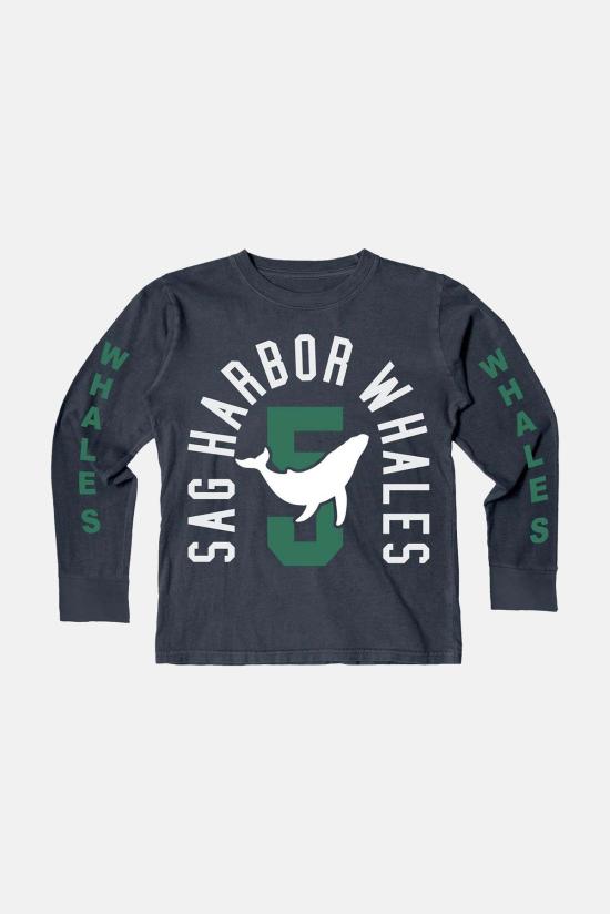  [키즈] 블루&크림 티셔츠 키즈  사그 하버 고래 긴팔 상의