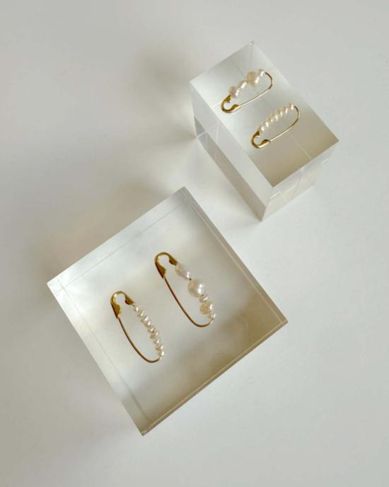  로렌 스튜어트 이어링 미니 믹스 펄 안전핀 귀걸이
