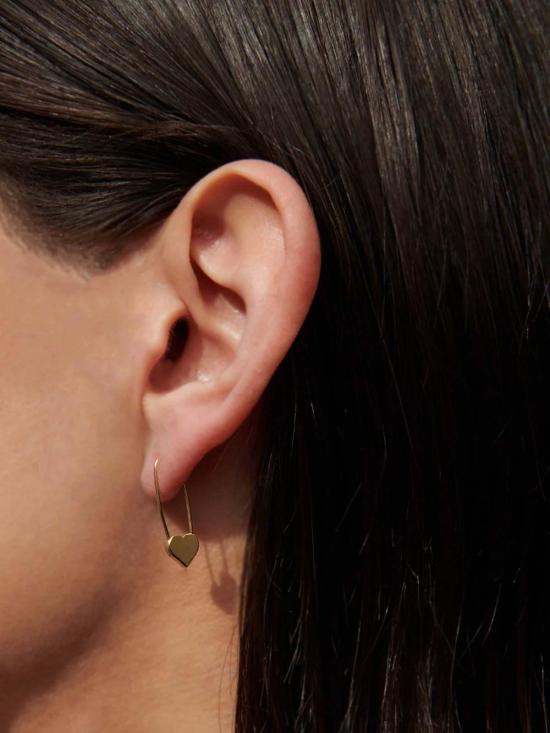  로렌 스튜어트 이어링 하트 안전핀 귀걸이