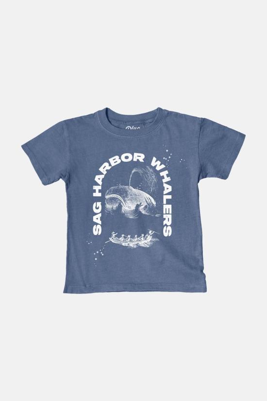  [키즈] 블루&크림 탑 키즈  사그 하버 웨일러스 티셔츠 인디고