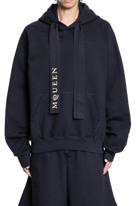 25FW 알렉산더 맥퀸 후드 티셔츠 827062QXACE 1000 Black