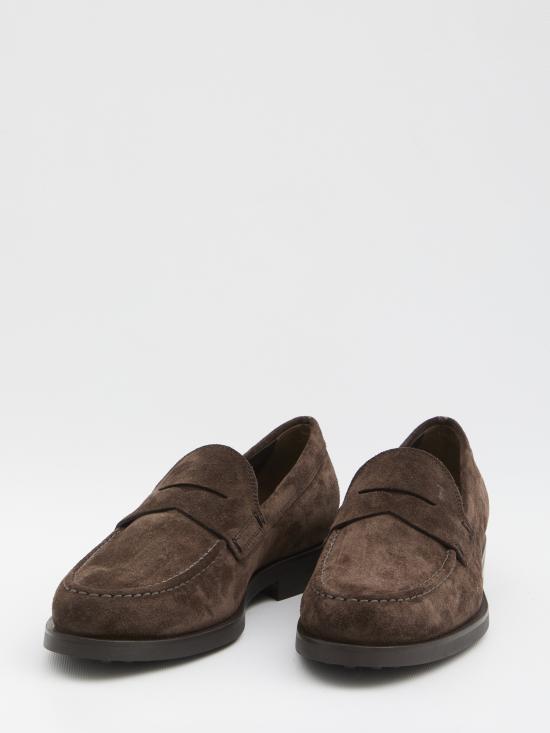 25FW 토즈 스탬프 모노그램 스웨이드 로퍼 XXM0ZF0Q920 BROWN - TODS