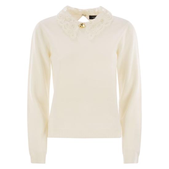 25FW 파비아나 필리피 마크라메 레이스 플래티넘 스웨터 MAD215F048 WHITE