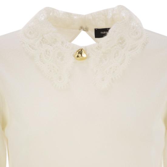 25FW 파비아나 필리피 마크라메 레이스 플래티넘 스웨터 MAD215F048 WHITE - FABIANA FILIPPI