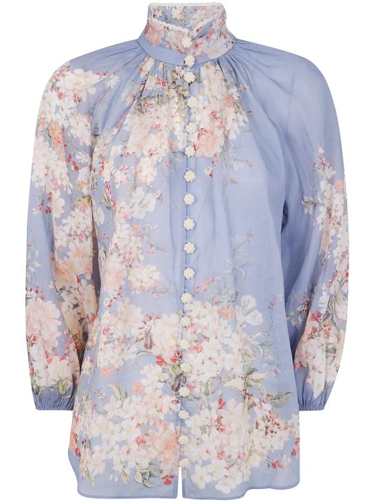 25FW 짐머만 블라우스 3548TSS255 TEAL BLUE BOTANICAL FLORAL