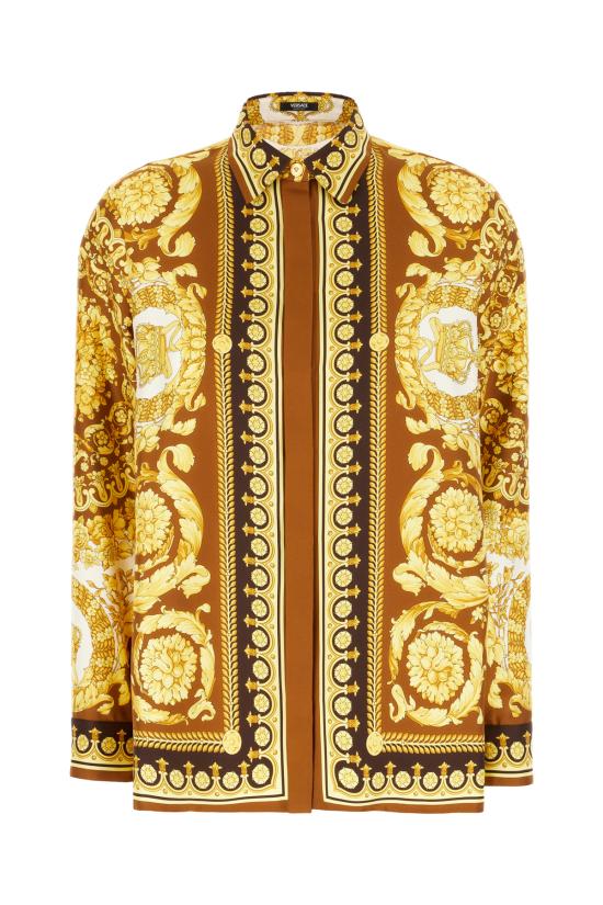 25FW 베르사체 셔츠 10013601A15215 5N790 DARK BROWN SPICE BROWN EGGSHELL