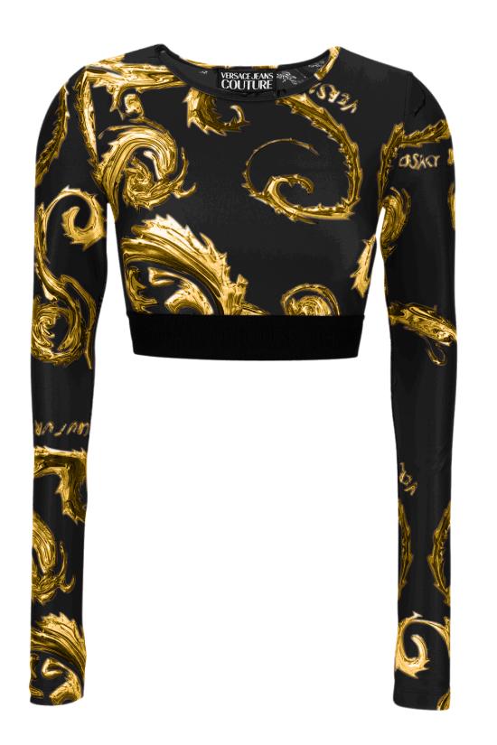 24FW 베르사체 긴팔 티셔츠 77HAH218 JS360G89 Black