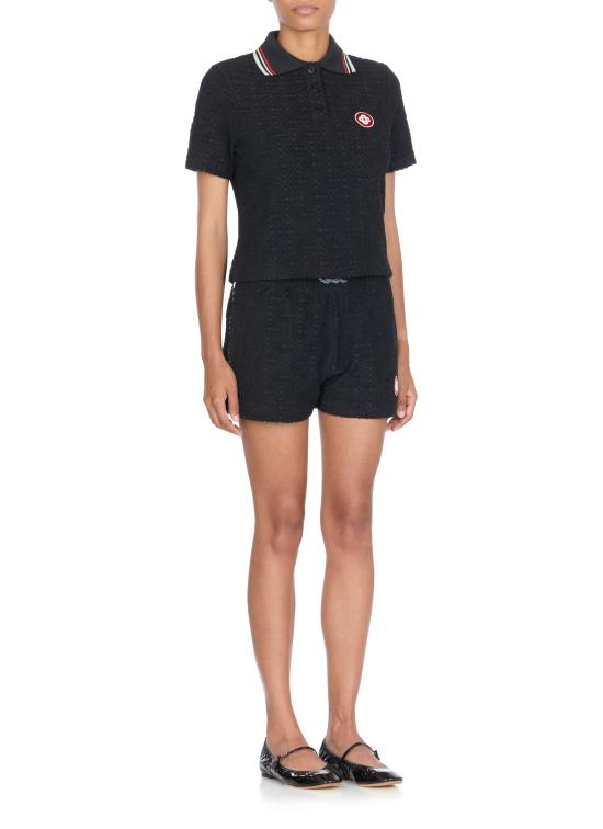 25FW 카사블랑카 폴로 티셔츠 WPF25JTP37701 MONOGRAM TOWELLING Black - CASABLANCA