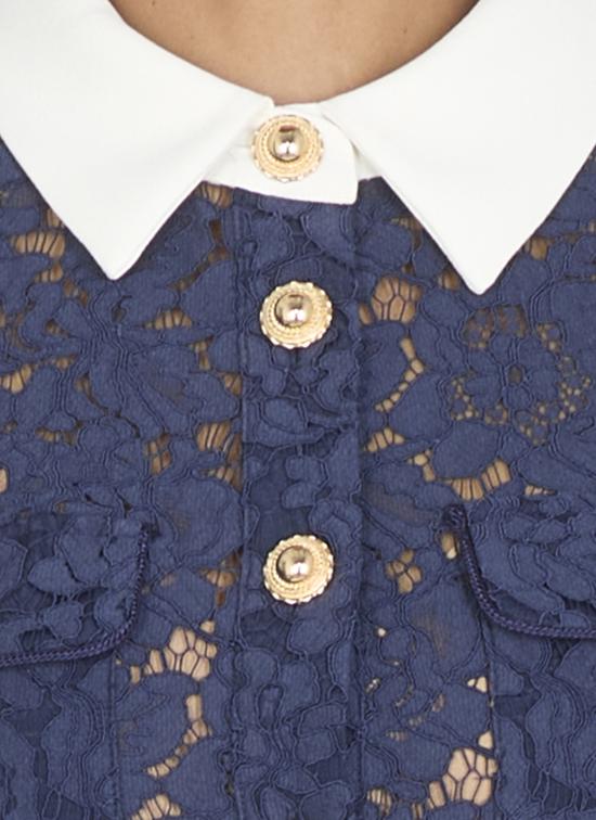 25FW 셀프 포트레이트 롱 원피스 PF25020MBL LACE CONTRAST COLLARBLUE Blue - SELF PORTRAIT