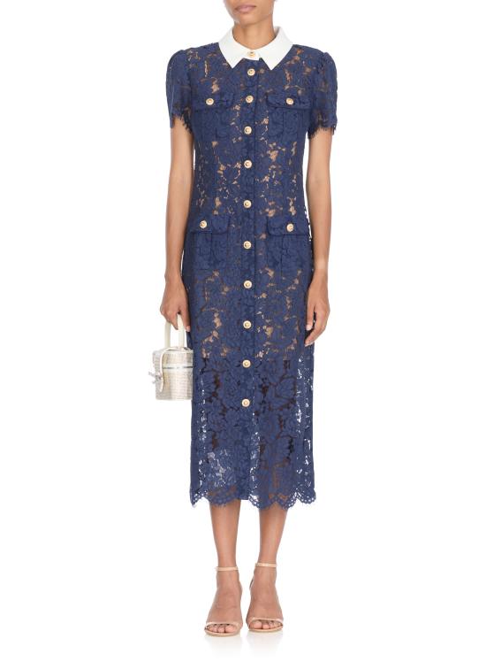 25FW 셀프 포트레이트 롱 원피스 PF25020MBL LACE CONTRAST COLLARBLUE Blue - SELF PORTRAIT