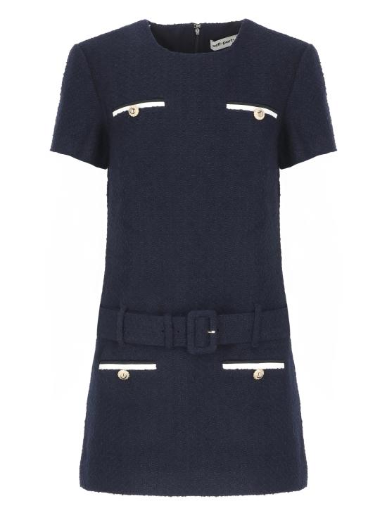 25FW 셀프 포트레이트 숏 원피스 PF25034SBL BOUCLE MINIBLUE Blue