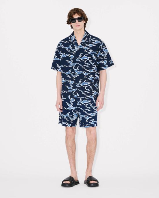 25FW 겐조 보케 플라워 캐주얼 셔츠  FF65CH1329S1 77 MIDNGBLUE - KENZO