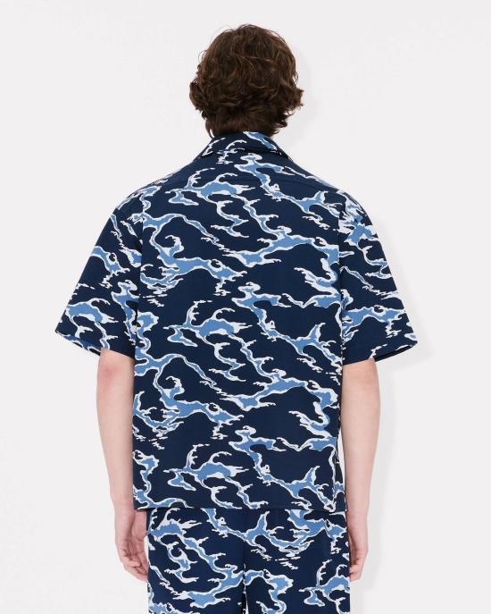 25FW 겐조 보케 플라워 캐주얼 셔츠  FF65CH1329S1 77 MIDNGBLUE - KENZO