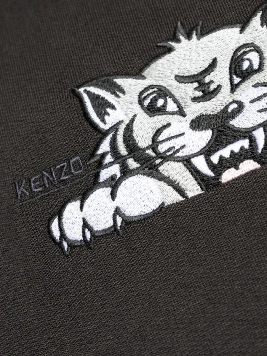 25FW 겐조 해피 타이거 자수 후드 티셔츠 FF65HO2534MF 99J BLACK - KENZO