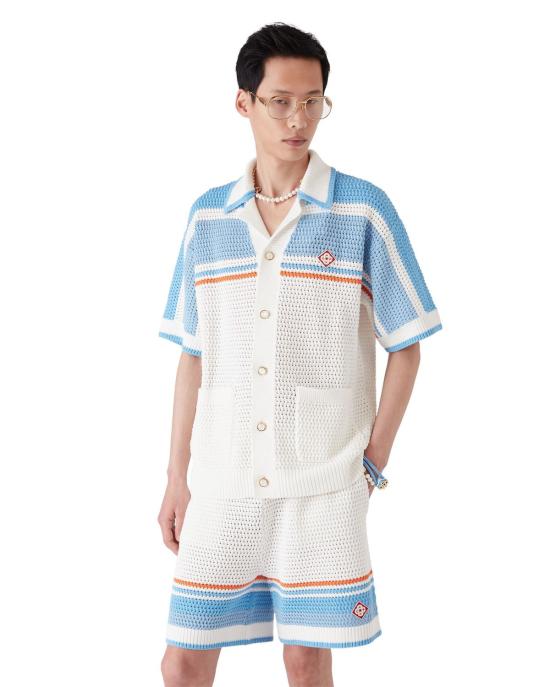25FW 카사블랑카 반팔 셔츠 KW99701 BLUEMULTI BLUE MULTI - CASABLANCA