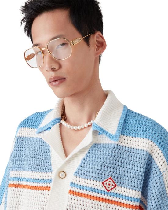 25FW 카사블랑카 반팔 셔츠 KW99701 BLUEMULTI BLUE MULTI - CASABLANCA