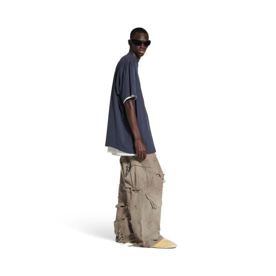 25FW 발렌시아가 백 더블 티셔츠 835512TSVU9 3903 BLUEWHTRED - BALENCIAGA