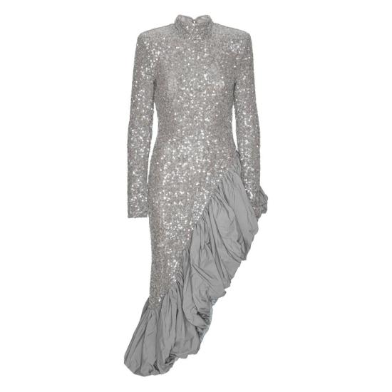 25FW 로테이트 바이 크리스텐슨 롱 원피스 114315039 SEQUIN ASY 039 GREY