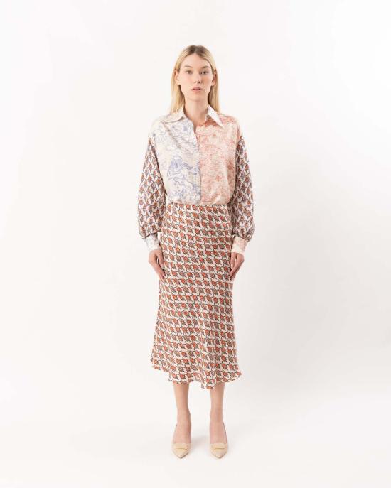  라 프레스틱 위스통 미디 스커트 La Prestic Ouiston Nola 스커트 솔레유 루즈 - LA PRESTIC OUISTON