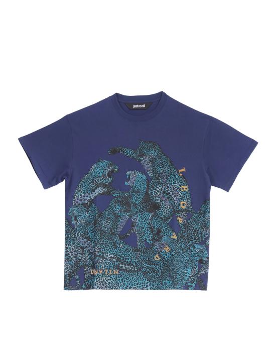 25SS 저스트까발리 반팔 티셔츠 78OAHA06 CJ718 204 mediaval blue BLU