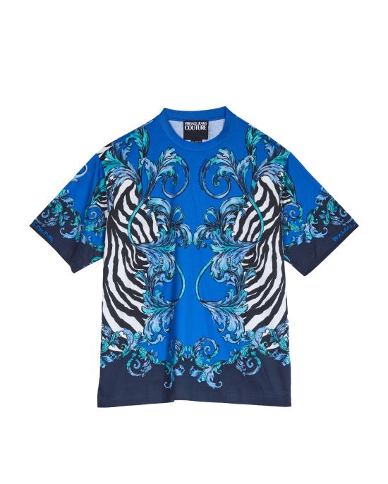 25SS 베르사체 반팔 티셔츠 78GAH6XA JS464 288 cobalt MULTICOLOR