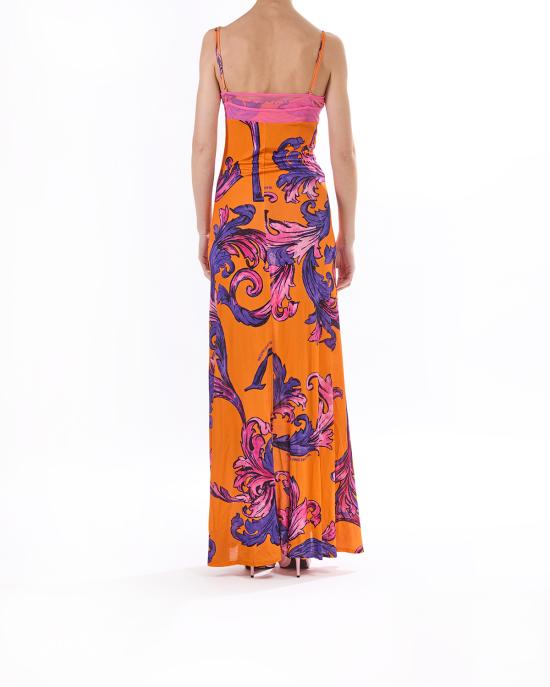 25SS 베르사체 롱 원피스 78HAO900 JS471 565 ARANCIONE MULTI - VERSACE
