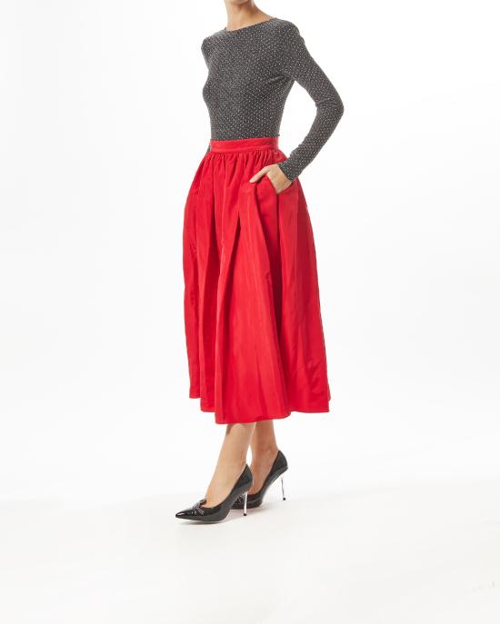 25SS 칼라거펠트 롱 스커트 A1W12002 034 racing red ROSSO - KARL LAGERFELD