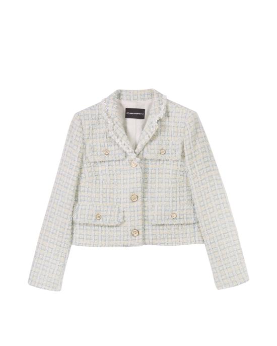 25SS 칼라거펠트 수트 자켓 A2W14024 1TW boucl Kentucky Blue and White MULTICOLOR