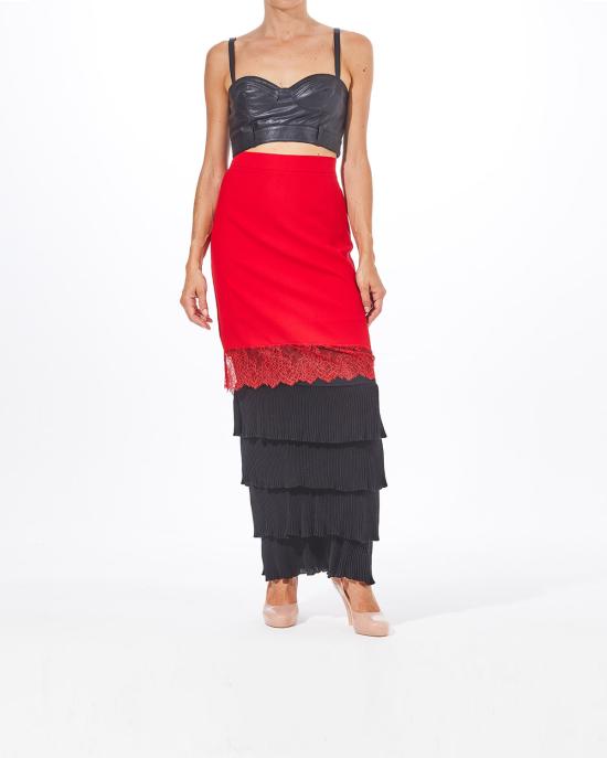 24FW 모스키노 롱 스커트 0106 5433 2115 NERO ROSSO - MOSCHINO