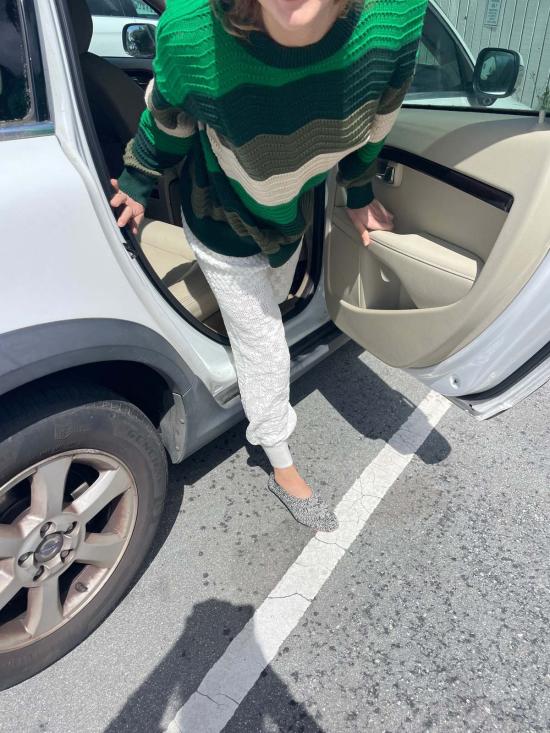  베클리나 플랫 슈즈 크로셰 발레 플랫 블랙/화이트 - BEKLINA