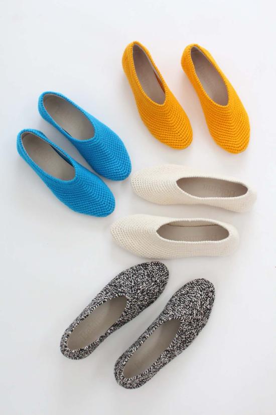  베클리나 플랫 슈즈 크로셰 발레 플랫 블랙/화이트 - BEKLINA