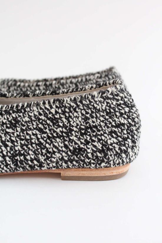  베클리나 플랫 슈즈 크로셰 발레 플랫 블랙/화이트 - BEKLINA