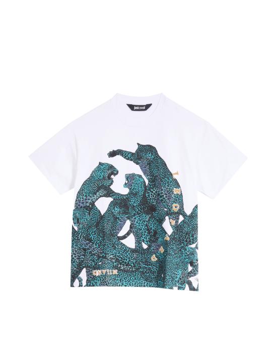 25SS 저스트까발리 긴팔 티셔츠 78OAHA06 CJ718 003 white BIANCO MULTI