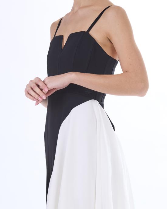 25SS 칼라거펠트 롱 원피스 A2W13019 998 Black white NERO BIANCO - KARL LAGERFELD