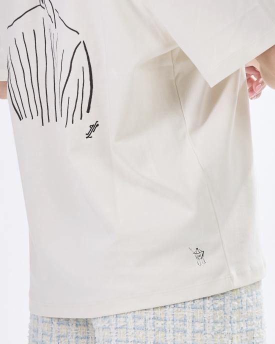  칼라거펠트 반팔 티셔츠 A2W17089 B09 cannolic cream OFF WHITE - KARL LAGERFELD