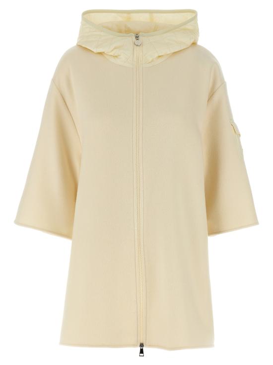 25FW 몽클레어 울 후드 집업 케이프  K20933G00002M7148P11 White