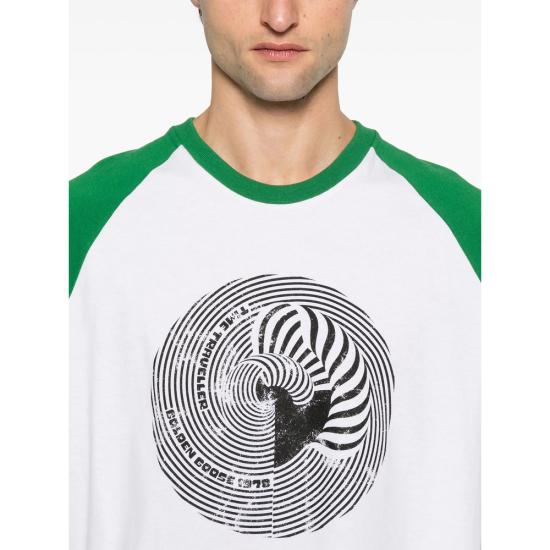 25SS 골든구스 반팔 티셔츠 GMP02165 P001863 12188 WHITE GREEN - GOLDEN GOOSE