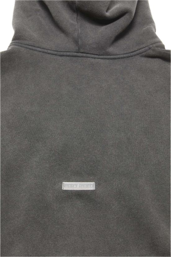  아크네 스튜디오 후드 티셔츠 후드 스웨터 로고 패치 페이디드 블랙 - ACNE STUDIOS
